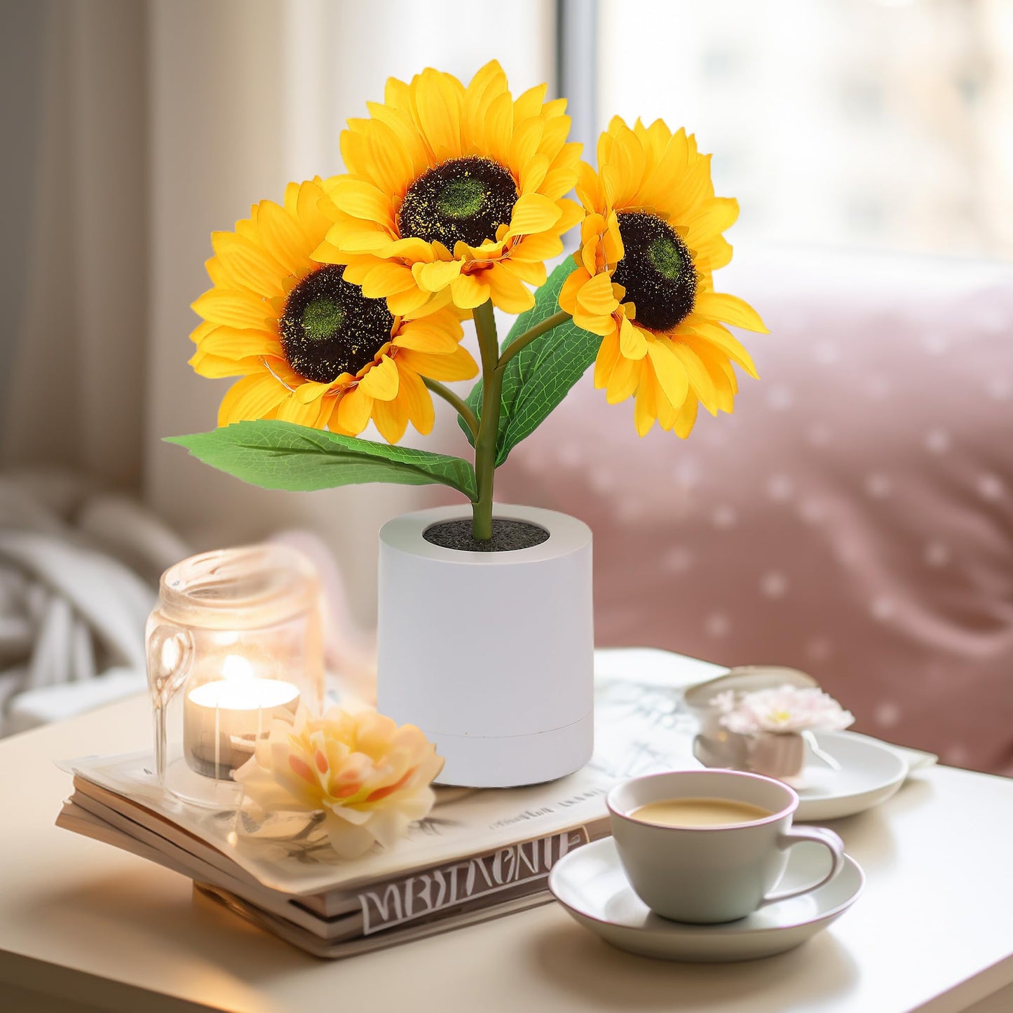 Skorter | LED Sunflower Table Lamp - Decorative Lighting Fixture for Home Decor & Nightstand Use