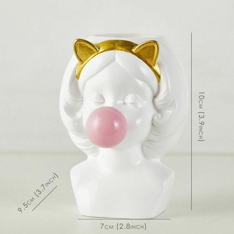 Skorter | Cute Bubblegum Girl Ceramic Face Vase