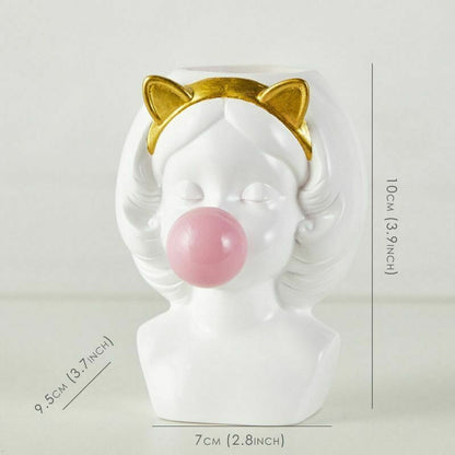 Skorter | Cute Bubblegum Girl Ceramic Face Vase