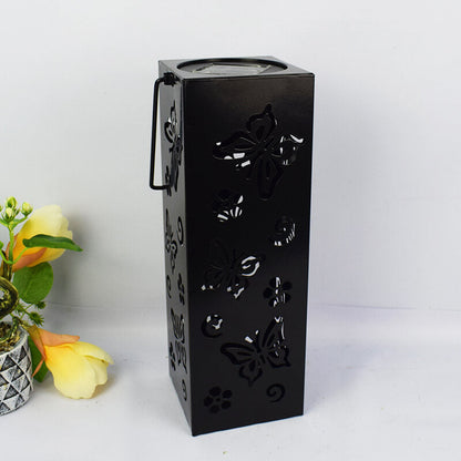 Skorter | Solar Butterfly Rose Pattern Hollow Column LED Outdoor Waterproof Decorative Lamp