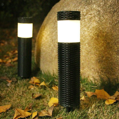 Skorter | Outdoor Solar Rattan Cylindrical LED Garden Lawn In-ground Landscape Light