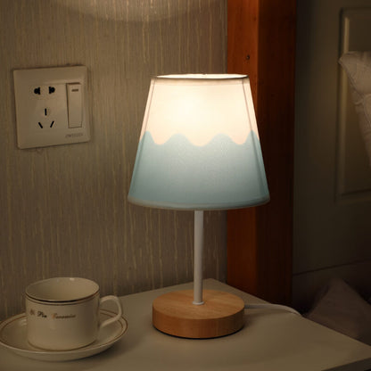 Skorter | Nordic Vintage Fabric Cone Solid Wood LED Table Lamp