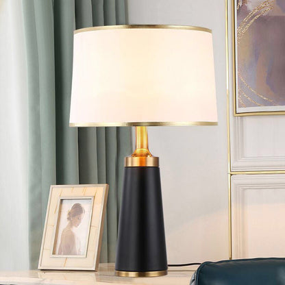 Skorter | Modern Transitional Cylinder Iron Fabric 1-Light Table Lamp for the Living Room