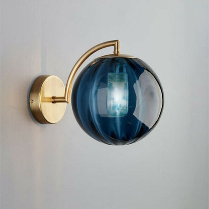 Skorter | Contemporary Scandinavian Round Ball Iron Glass 1-Light Wall Lamp for Living Room
