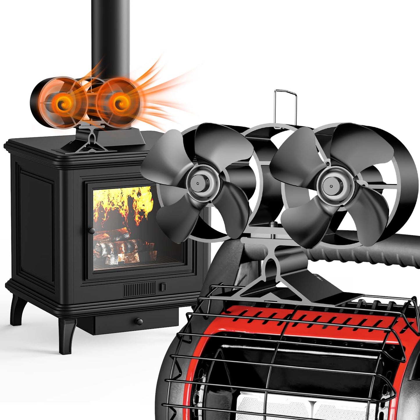 skorter | 4-Blade Oven and Wood Stove Fan for Wood/Fireplace