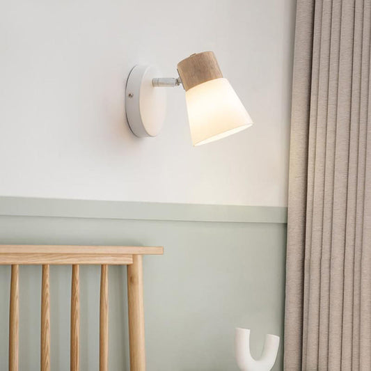 Skorter | Ozawa Nordic LED Wall Lamp Wood/Glass Living Room/Dining Room White