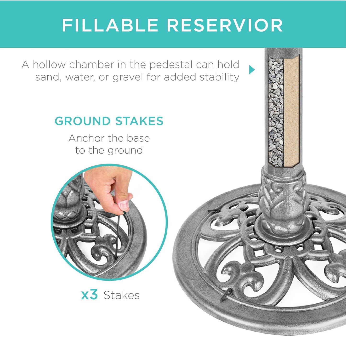 Skorter | Birdbath for the garden with Fleur-de-Lis decoration