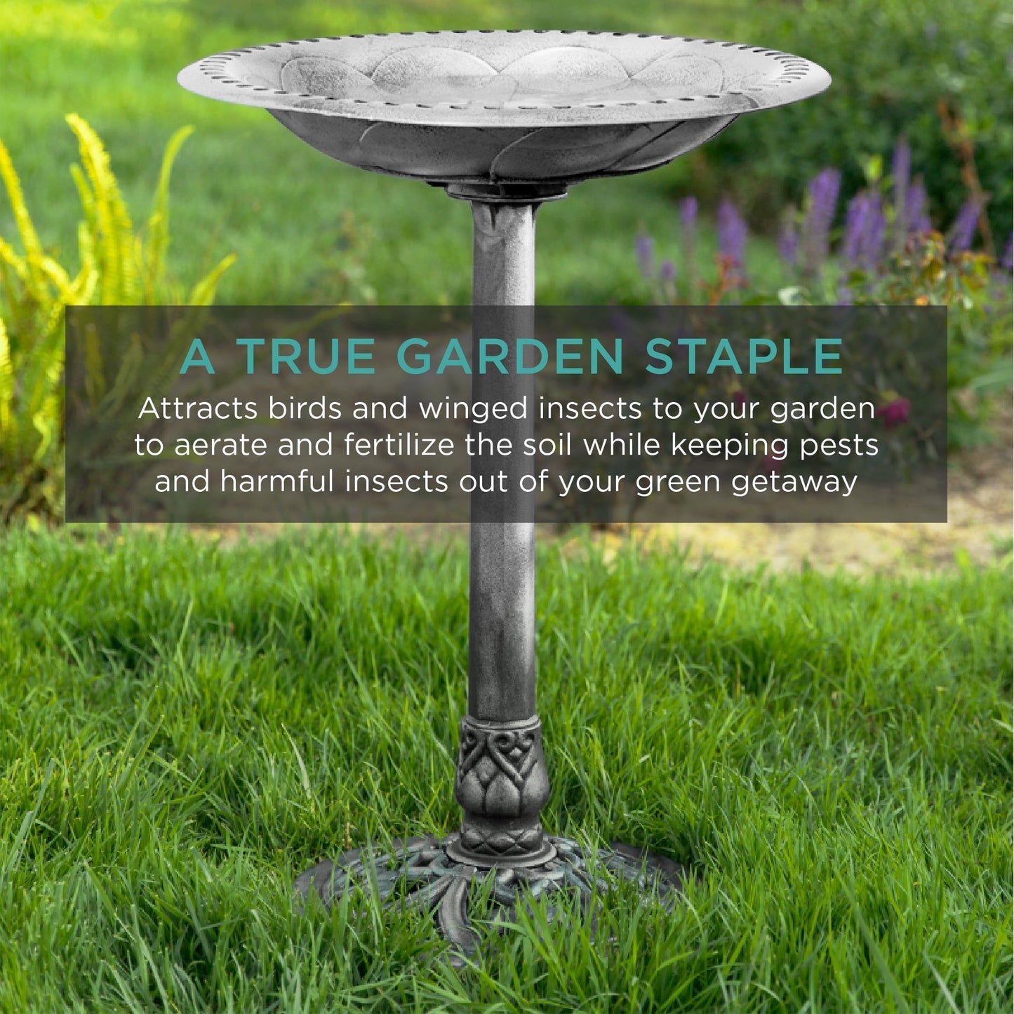 Skorter | Birdbath for the garden with Fleur-de-Lis decoration