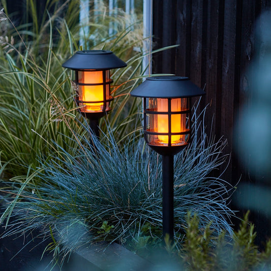 Skorter | 2-piece set solar stable lights with flame effect