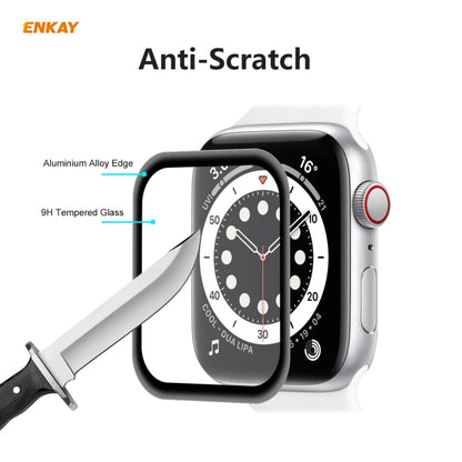 Skorter | For Apple Watch 6/5/4/SE 44mm ENKAY Hat-Prince 0.2mm 9H surface hardness 3D explosion-proof aluminum alloy edge full-screen tempered glass screen protector