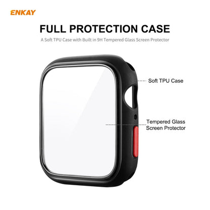 Skorter | ENKAY Hat-prince Full Protection TPU Case + Tempered Glass Protection for Apple Watch Series 6 / 5 / 4 / SE 44mm (Black)