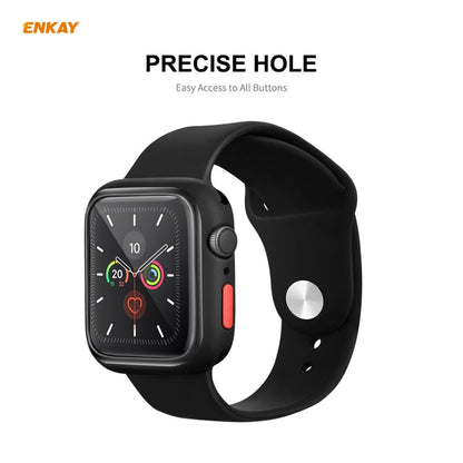 Skorter | ENKAY Hat-prince Full Protection TPU Case + Tempered Glass Protection for Apple Watch Series 6 / 5 / 4 / SE 44mm (Black)