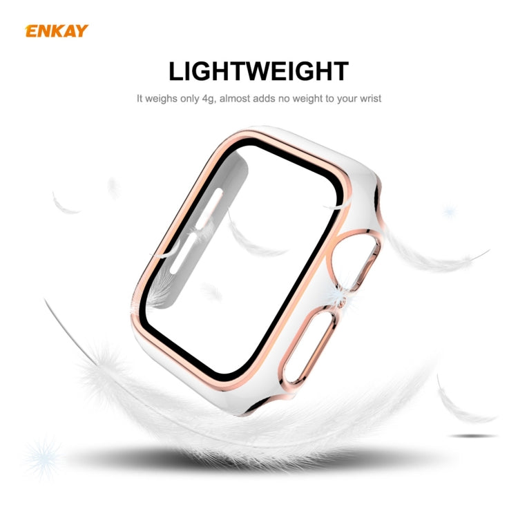 Skorter | ENKAY Hat-Prince Full-coverage electroplated PC case + Tempered glass protection for Apple Watch Series 6 / 5 / 4 / SE 40mm (Black+Champagne)