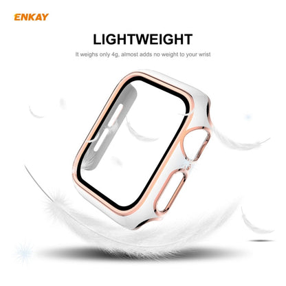 Skorter | ENKAY Hat-Prince Full-coverage electroplated PC case + Tempered glass protection for Apple Watch Series 6 / 5 / 4 / SE 40mm (Black+Champagne)