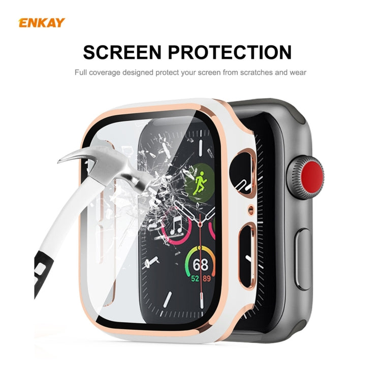 Skorter | ENKAY Hat-Prince Full Protection Electroplated PC Case + Tempered Glass Protection for Apple Watch Series 6 / 5 / 4 / SE 44mm (Black+Champagne)