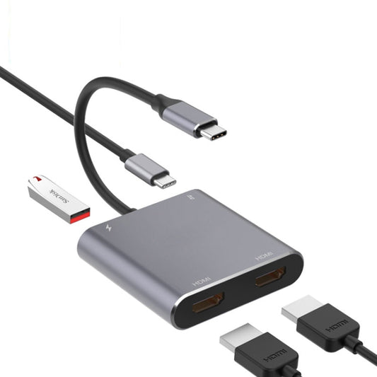 Skorter | 4 in 1 Type-C to Dual HDMI + USB + Type-C HUB Adapter