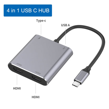 Skorter | 4 in 1 Type-C to Dual HDMI + USB + Type-C HUB Adapter