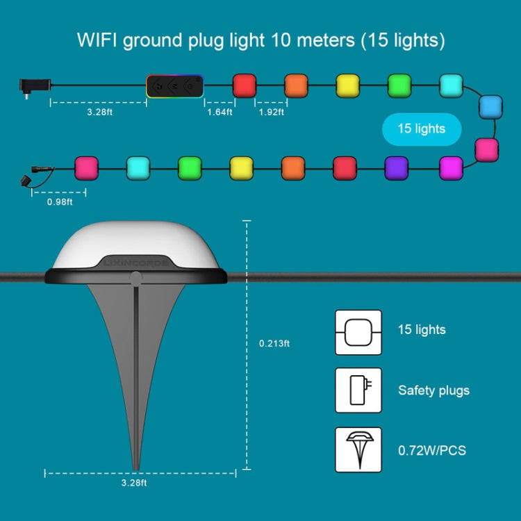 Skorter | CP01 Outdoor WIFI Smart APP Control Garden Light Music Synchronization Outdoor Ground Lights (US Plug)