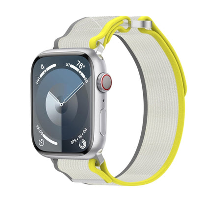 Skorter | For Apple Watch SE 2023 44mm Double Velcro Fastening Quick Nylon Watch Band (Yellow + Beige)