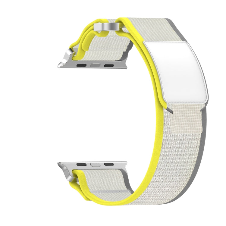 Skorter | For Apple Watch SE 2023 44mm Double Velcro Fastening Quick Nylon Watch Band (Yellow + Beige)