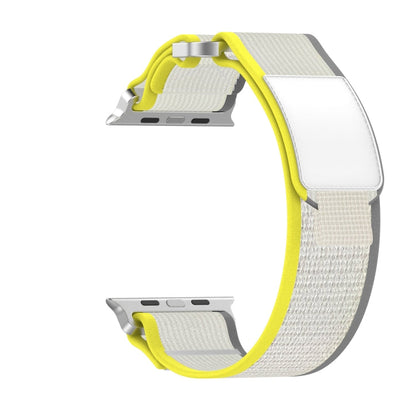 Skorter | For Apple Watch SE 2023 44mm Double Velcro Fastening Quick Nylon Watch Band (Yellow + Beige)
