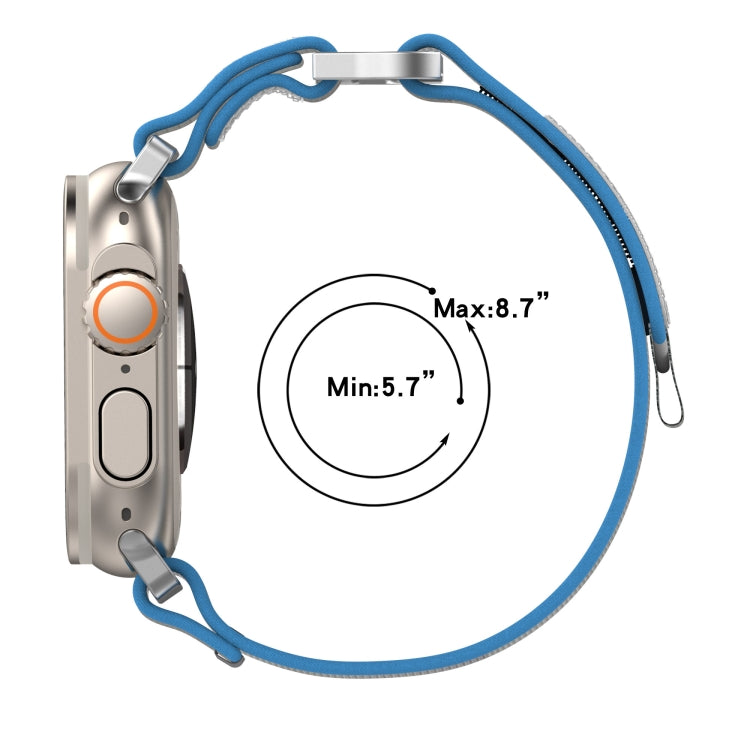 Skorter | For Apple Watch SE 2023 44mm Double Loops and -Loops Quick Nylon Watch Strap (Blue+Gray)