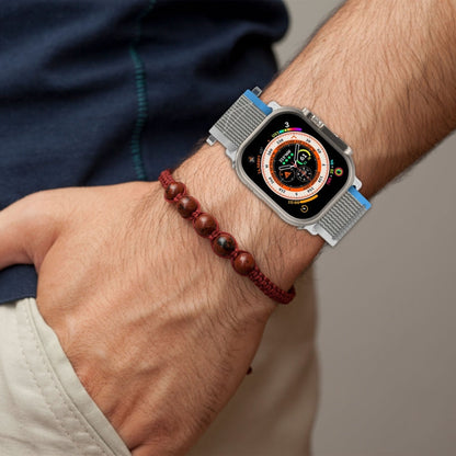 Skorter | For Apple Watch SE 2023 44mm Double Loops and -Loops Quick Nylon Watch Strap (Blue+Gray)
