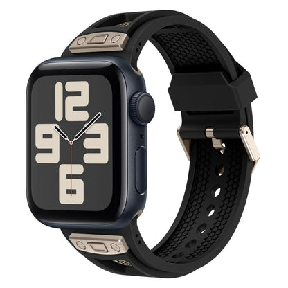 Skorter | For Apple Watch SE 2023 44mm Breathable Stainless Steel Mesh TPU Watch Band (Black Titanium)