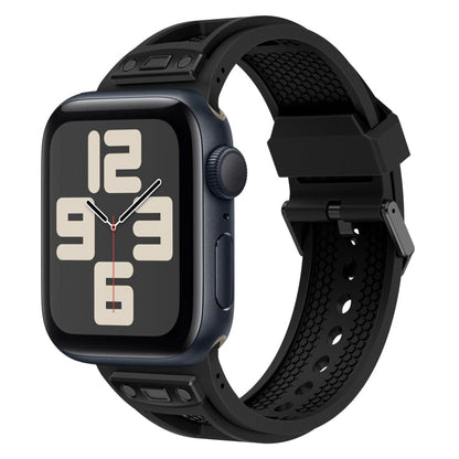 Skorter | For Apple Watch SE 2023 44mm Breathable Stainless Steel Mesh TPU Watch Strap (Black Black)