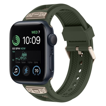 Skorter | For Apple Watch SE 2022 44mm Breathable Stainless Steel Mesh-TPU Watch Band (Green Titanium)