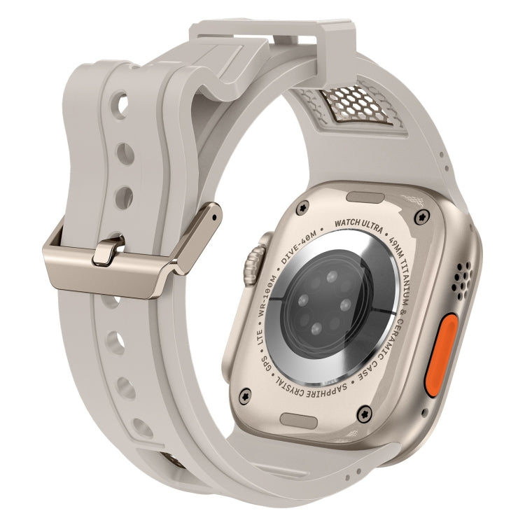 Skorter | For Apple Watch SE 2022 44mm Breathable Stainless Steel Mesh TPU Watch Strap (Starlight Titan)