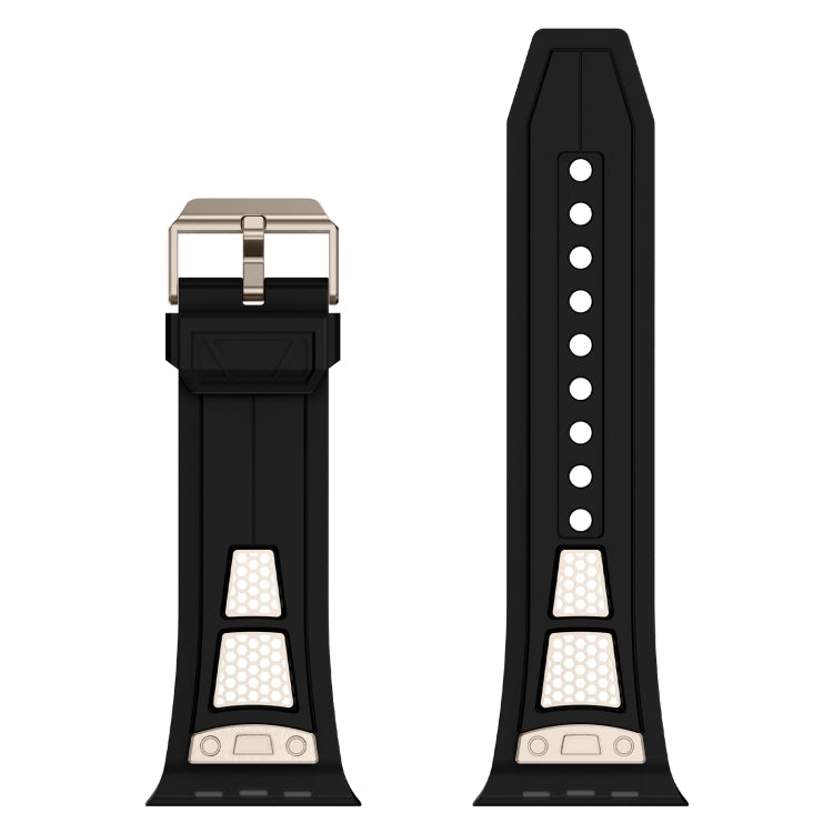 Skorter | For Apple Watch SE 2022 44mm Breathable Stainless Steel Mesh TPU Watch Band (Black Titanium)