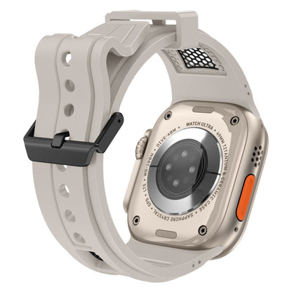 Skorter | For Apple Watch SE 2022 44mm Breathable Stainless Steel Mesh TPU Watch Band (Starlight Black)