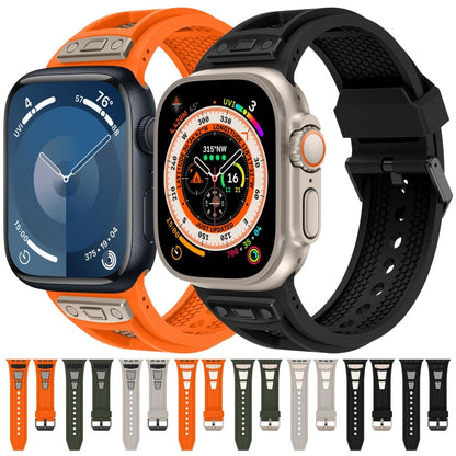 Skorter | For Apple Watch SE 2022 44mm Breathable Stainless Steel Mesh TPU Watch Strap (Orange Black)