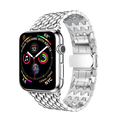 Skorter | Dragon Grain Solid Rostfritt Stålarmband Klockarmband för Apple Watch Series 3 & 2 & 1 38mm (Silver)