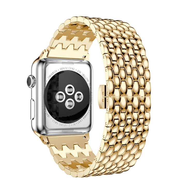 Skorter | Dragon Grain massivt rostfritt stålarmband för Apple Watch Series 3 &amp; 2 &amp; 1 42mm (guld)