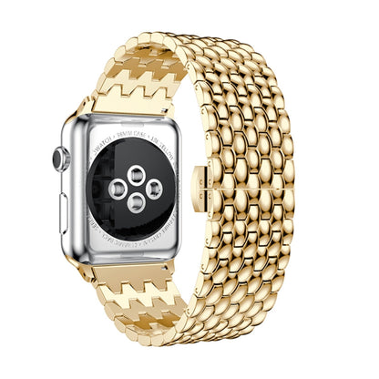 Skorter | Dragon Grain massivt rostfritt stålarmband för Apple Watch Series 3 &amp; 2 &amp; 1 42mm (guld)