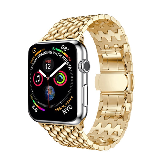 Skorter | Dragon Grain massivt rostfritt stålarmband för Apple Watch Series 3 &amp; 2 &amp; 1 42mm (guld)