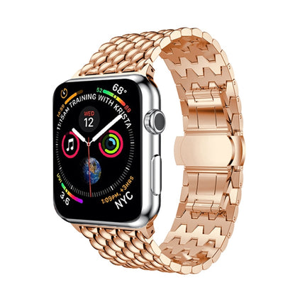Skorter | Dragon Grain massivt rostfritt stålarmband för Apple Watch Series 3 &amp; 2 &amp; 1 42mm (Roséguld)