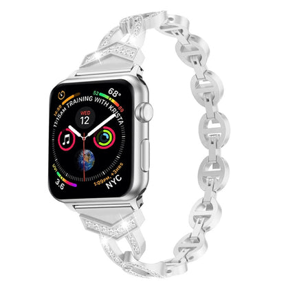 Skorter | 8-shaped VO diamond-set solid stainless steel watch band for the Apple Watch Series 3 & 2 & 1 38mm (Silver)