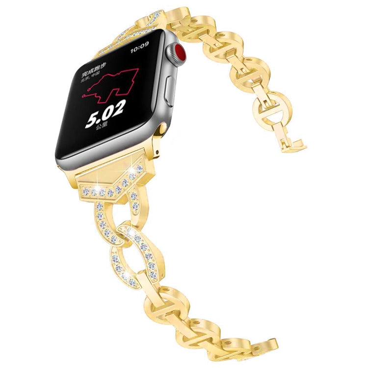 Skorter | 8-shaped VO with diamond-encrusted solid stainless steel watch strap for Apple Watch Series 3 & 2 & 1 38mm (Gold)