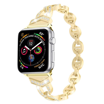 Skorter | 8-shaped VO with diamond-encrusted solid stainless steel watch strap for Apple Watch Series 3 & 2 & 1 38mm (Gold)