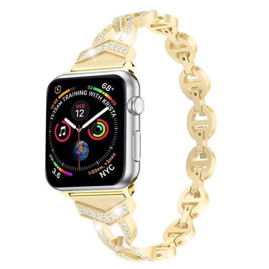 Skorter | 8-shaped VO with diamond-encrusted solid stainless steel watch strap for Apple Watch Series 3 & 2 & 1 38mm (Gold)