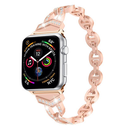 Skorter | 8-shaped VO diamond-set bracelet made of solid stainless steel for Apple Watch Series 3 & 2 & 1 38mm (Rose Gold)
