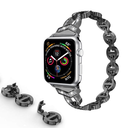 Skorter | 8-shaped VO with diamond-set solid stainless steel bracelet for Apple Watch Series 3 & 2 & 1 42mm (Black)