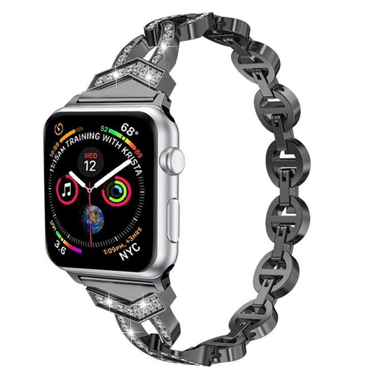 Skorter | 8-shaped VO with diamond-set solid stainless steel bracelet for Apple Watch Series 3 & 2 & 1 42mm (Black)