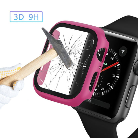 Skorter | ENKAY Hat-prince Full Coverage PC Case + Tempered Glass Protector for Apple Watch Series 5 / 4 44mm (Pink)