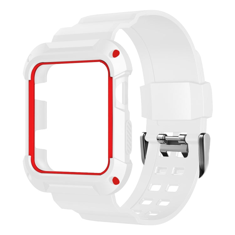 Skorter | For Apple Watch 3 / 2 / 1 Generation 42mm All-In-One Silicone Band (White + Red)