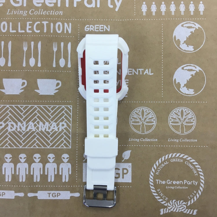 Skorter | For Apple Watch 3 / 2 / 1 Generation 42mm All-In-One Silicone Band (White + Red)