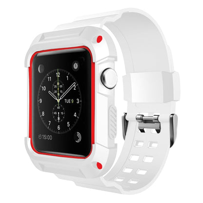 Skorter | For Apple Watch 3 / 2 / 1 Generation 42mm All-In-One Silicone Band (White + Red)
